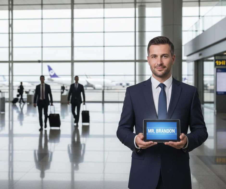 Chauffeur taxi avec pancarte nominative Orly